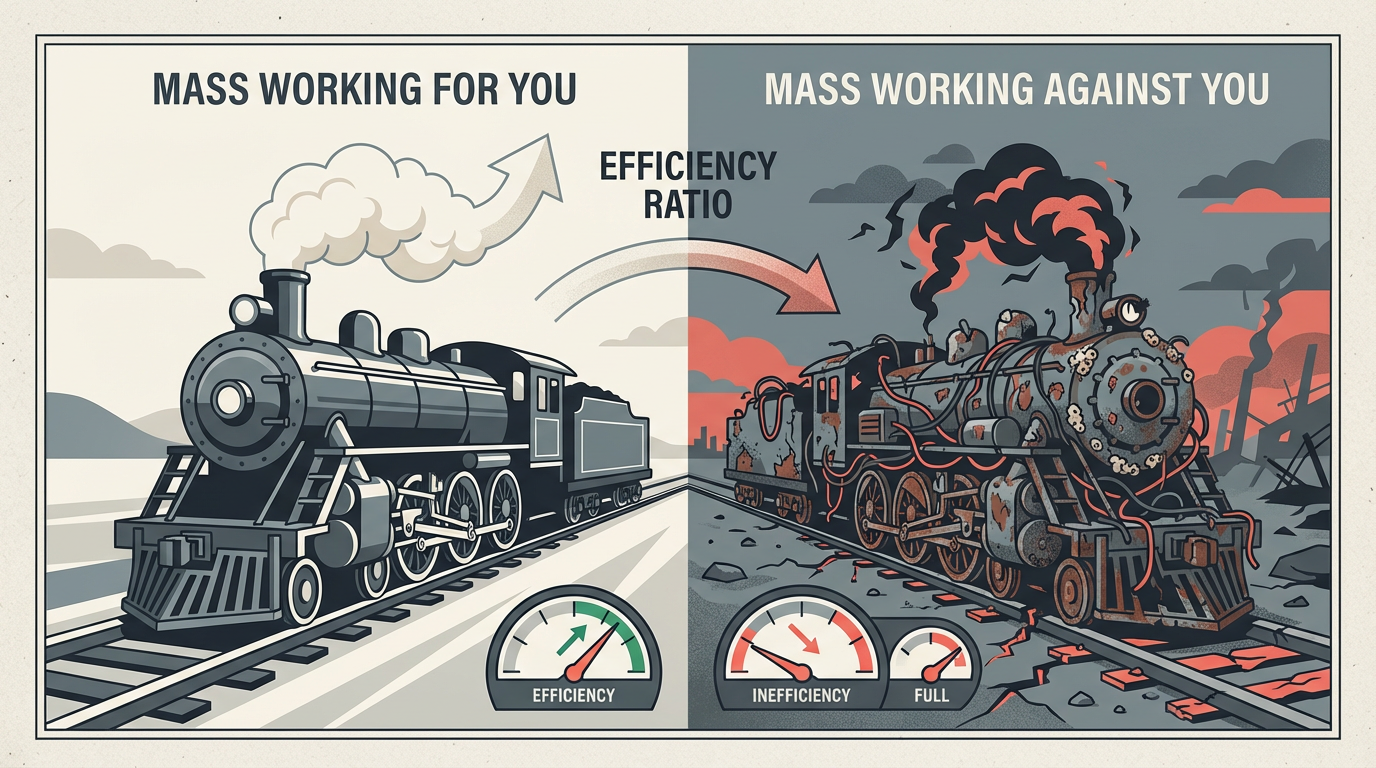 Mass Working For You vs Mass Working Against You - Efficiency ratio determines whether your GTM system compounds or drags